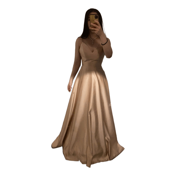Gold satin prom dress