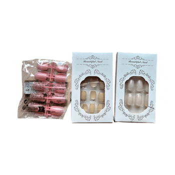 Pink and beige press-on nails