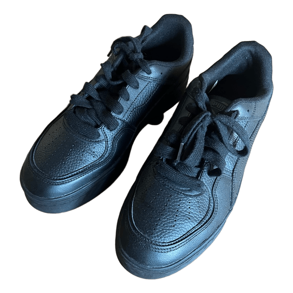 Black leather sneakers