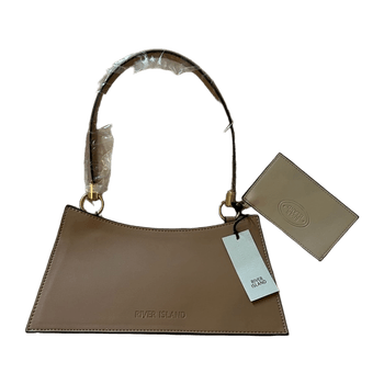 Beige handbag with gold accents