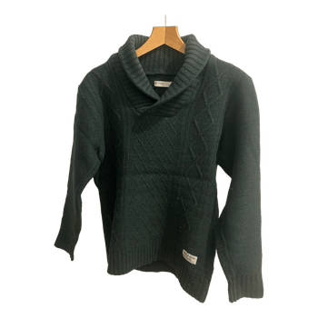 Green cable knit sweater