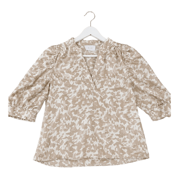 Beige mönstrad blus