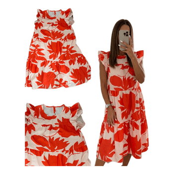 Orange floral print dress