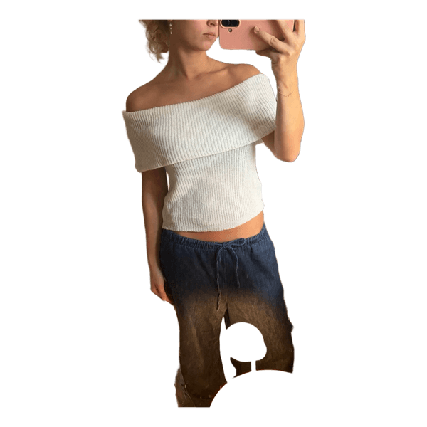Hvid off-shoulder striktop
