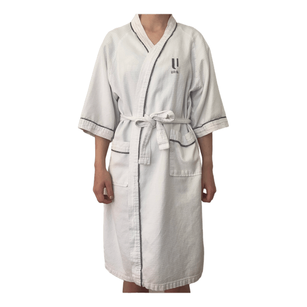 White waffle bathrobe