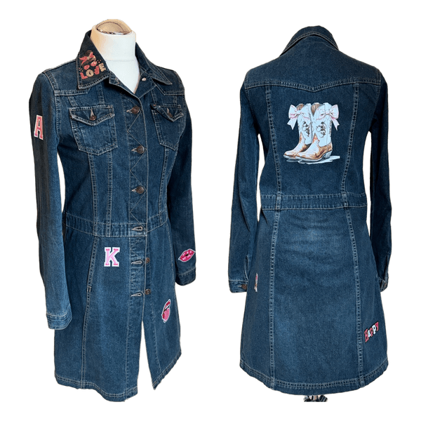Denim dress with patches