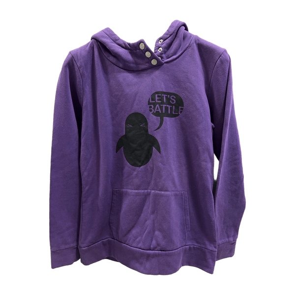 Purple hooded sweatshirt with graphic