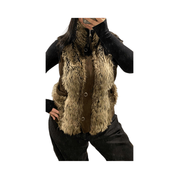 Brown faux fur vest
