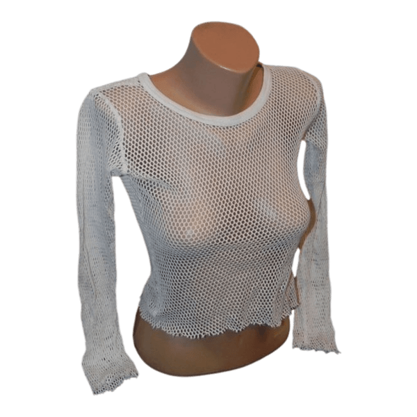 White fishnet long sleeve