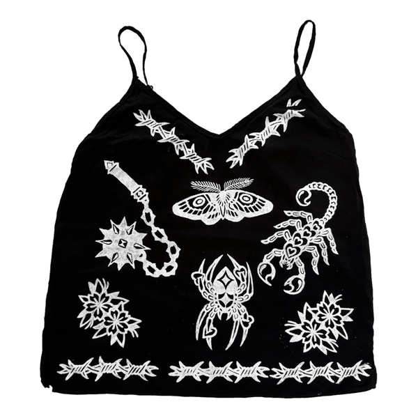Black graphic tank top