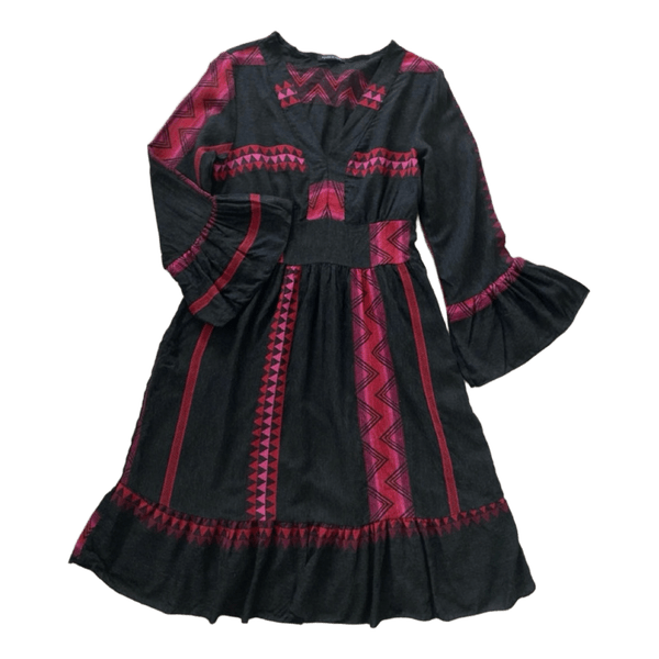 Black patterned midi dress