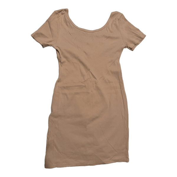 Beige ribbed mini dress
