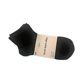 Lindex Black High Ankle Socks 4-Pack Women EU 36-38 Cotton Blend Soft Comfort