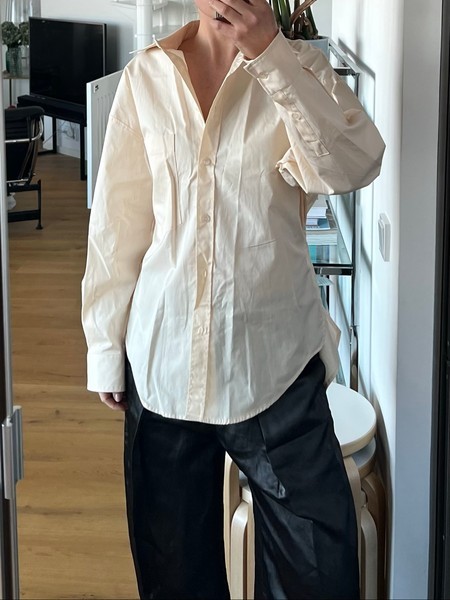 Cotton poplin oversized shirt with tie detail