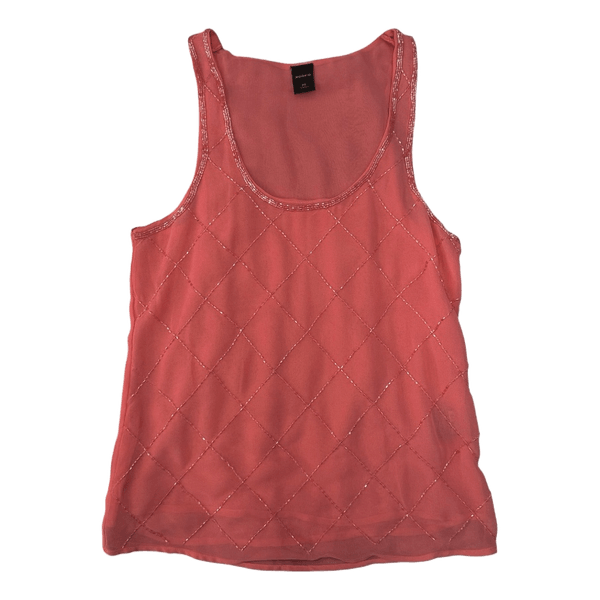 Coral sleeveless beaded top