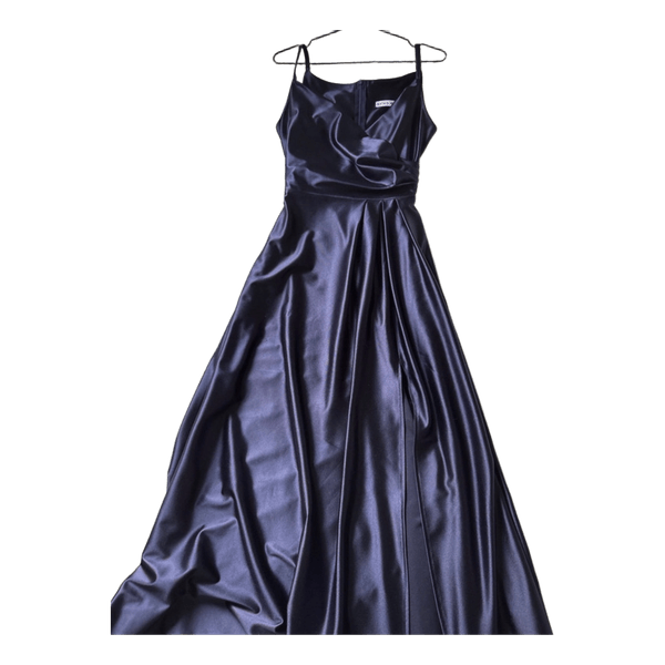 Navy satin maxi dress