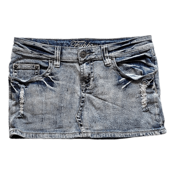 Blue denim mini skirt