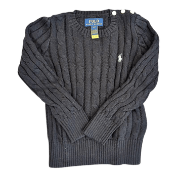 Polo Ralph Lauren, black cable-knit sweater