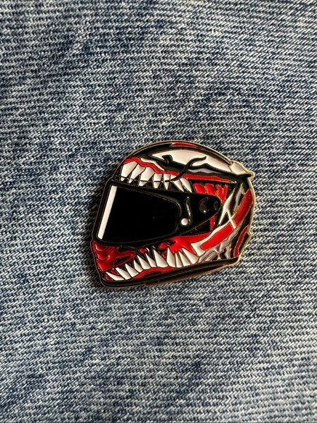 Motorcycle helmet enamel pin