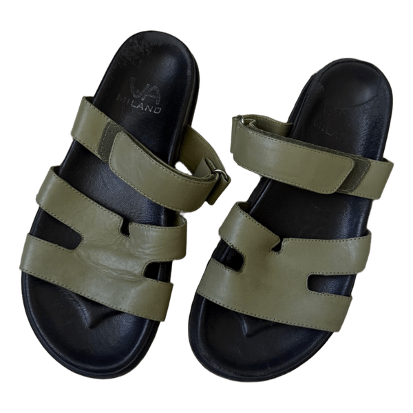 Green leather sandals
