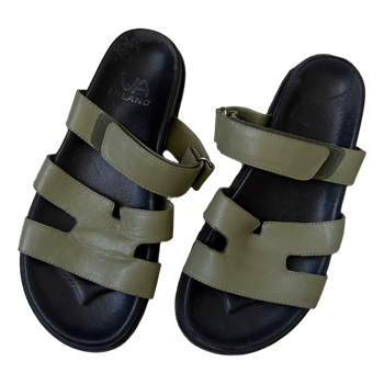 Green leather sandals