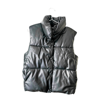 Black faux leather vest