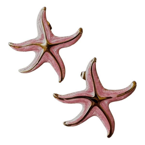Pink starfish earrings
