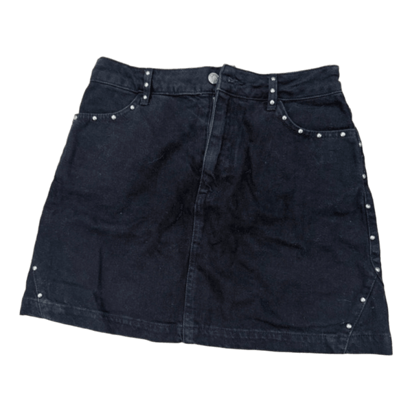 Black studded denim skirt