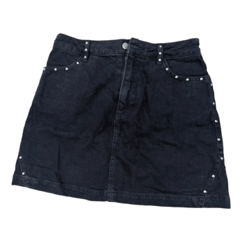 Black studded denim skirt