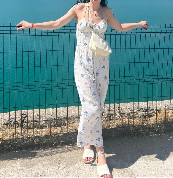 White floral jumpsuit
