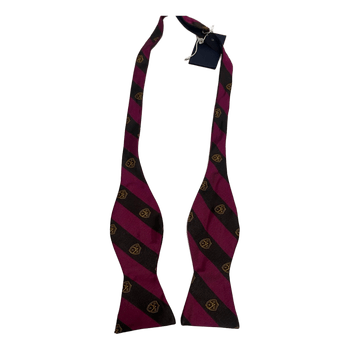 GANT Striped Bow Tie Burgundy Gold Preppy Adjustable New With Tags Silk