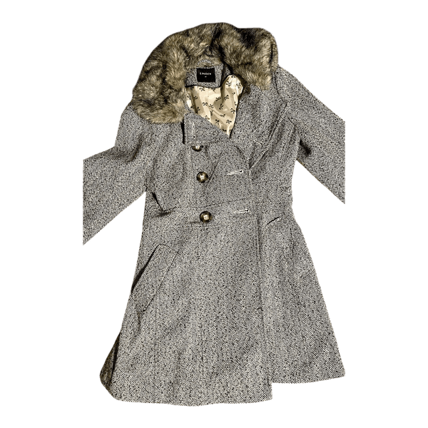 Grey herringbone wool coat