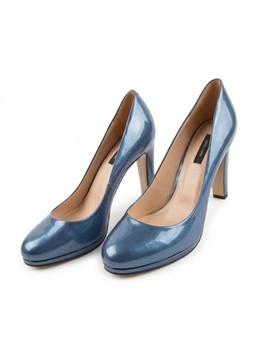 Blue leather heels