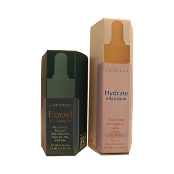 Luonkos facial oil serum and nurturing intimate oil