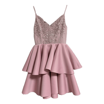 Pink tiered mini dress