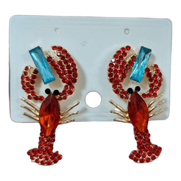 Red lobster rhinestone earrings