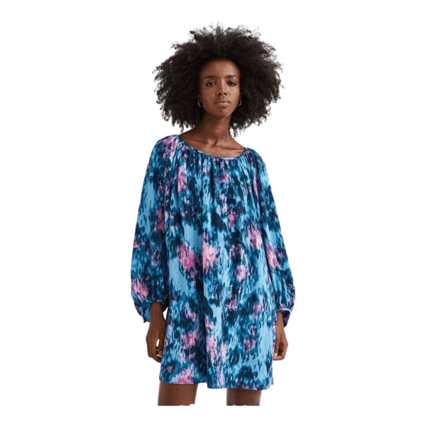 Blue patterned mini dress