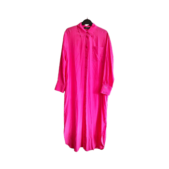 Fuchsia pink silk shirt dress 