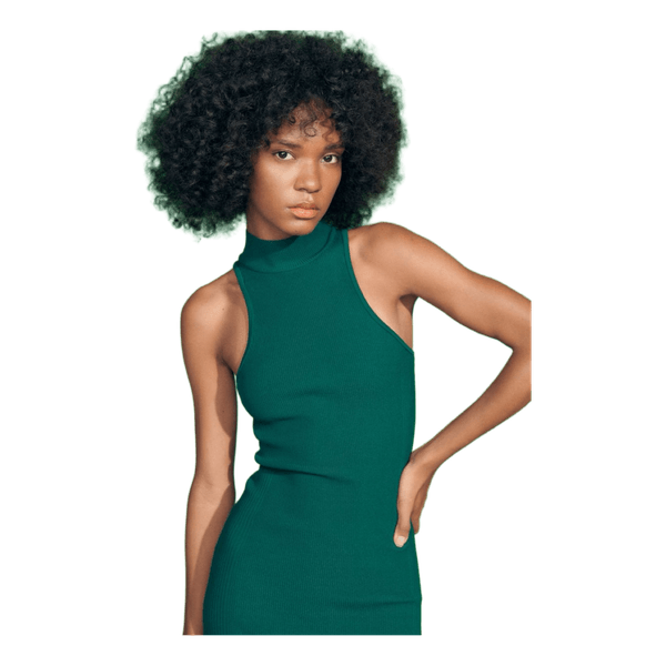 Green ribbed mini dress