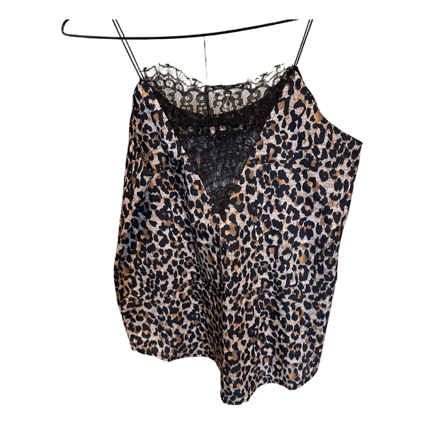 Leopardmønstret top med blonder