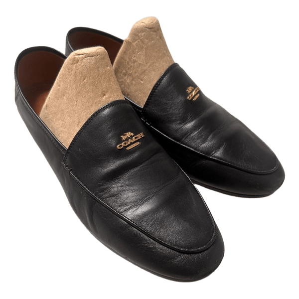 Black leather Coach loafers