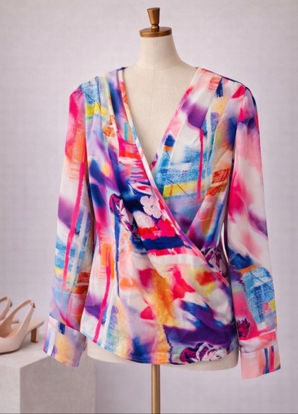 Multicolor abstract print blouse