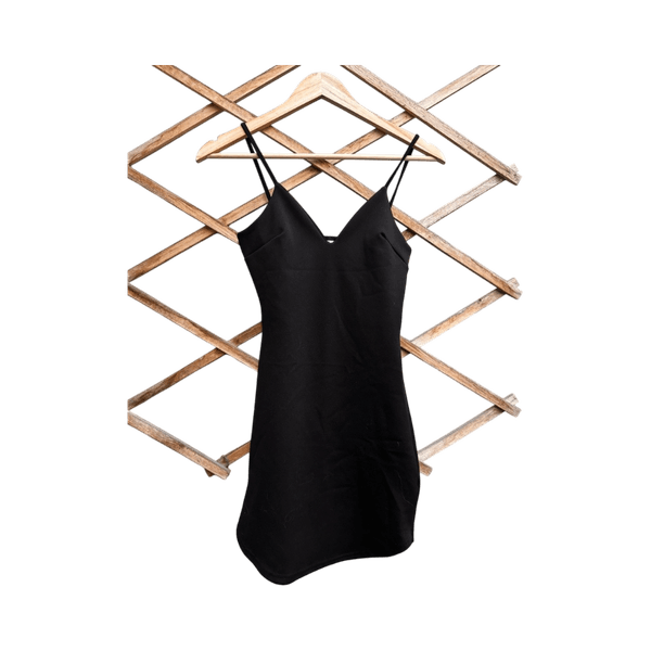 Black slip mini dress