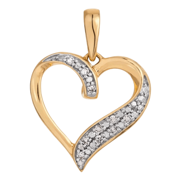 Gold heart diamond pendant