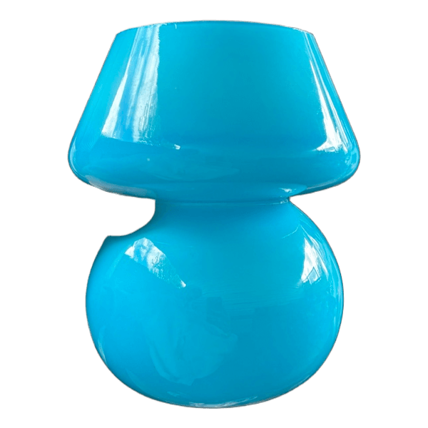 Blå glasbordlampe