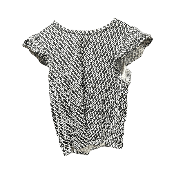 Black and white patterned blouse