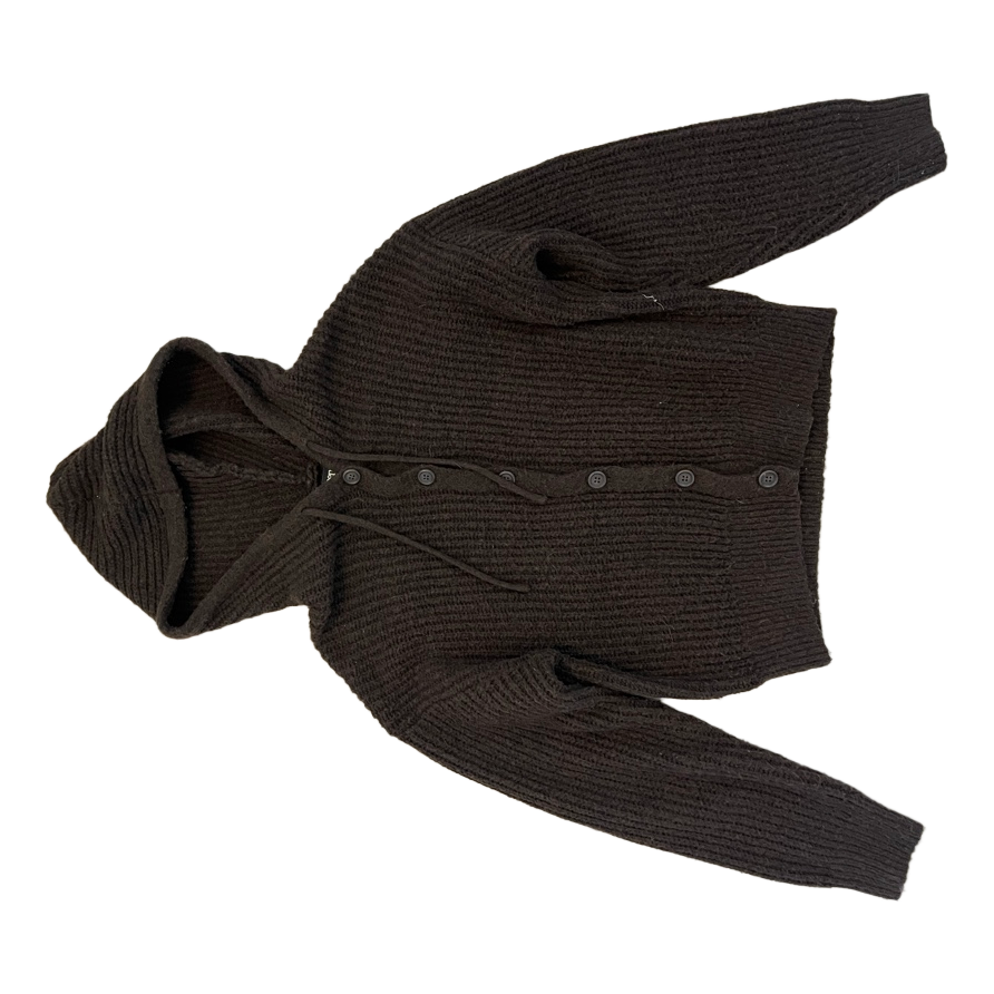 Brun strikket cardigan med hætte