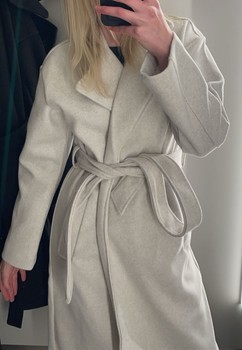 Beige belted wrap coat