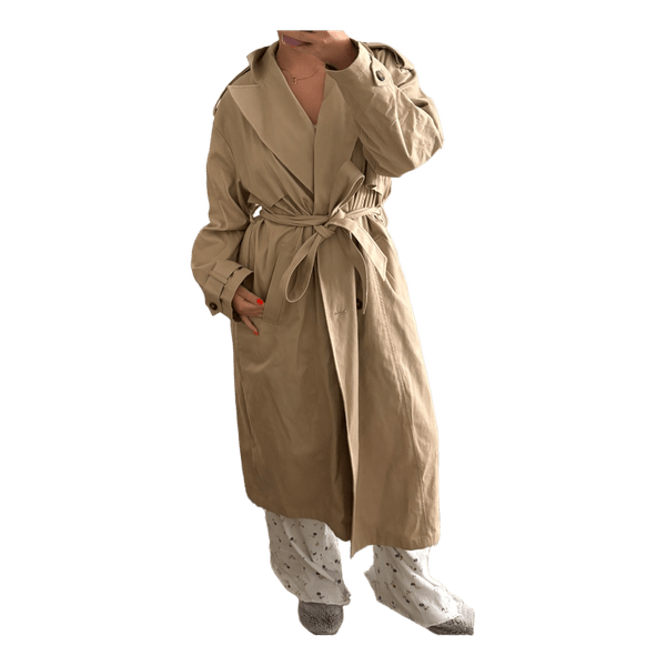 Beige vyöllinen trenssitakki