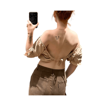 Beige cropped off-shoulder top